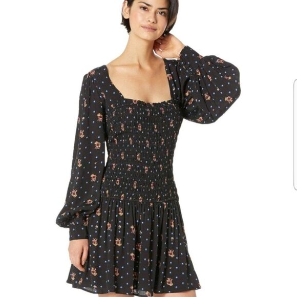 Free People Two Faces Long Sleeve Black Mini Dress Medium NWT - Picture 7 of 16